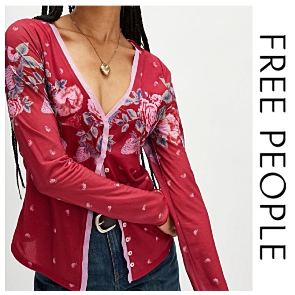 🌺NWTS-$80 FREE PEOPLE Home Grown Cardi Small Lightweight Cardigan Shirt